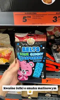 Biedronka Żelki kwaśne paski Asia Flavours o smaku malinowym oferta
