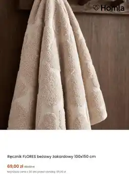 Homla Ręcznik FLORES beżowy żakardowy 100x150 cm Homla oferta