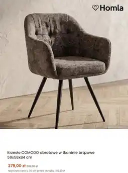 Homla Krzesło COMODO obrotowe w tkaninie brązowe 59x58x84 cm Homla oferta