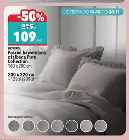 Biedronka Pościel bawełniana z falbaną Pure Collection 160x200 cm Detexpol oferta