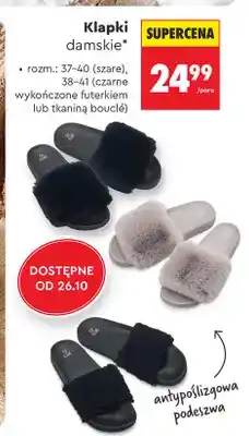 Biedronka Klapki damskie wykończone futerkiem Clevé oferta