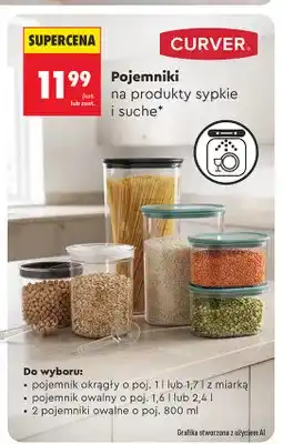 Biedronka Pojemnik na produkty sypkie i suche okrągły z miarką 1 l Curver oferta