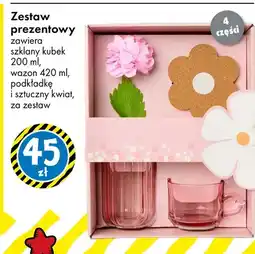 Tedi Zestaw prezentowy szklany kubek 200 ml wazon 420 ml podkładka i sztuczny kwiat oferta