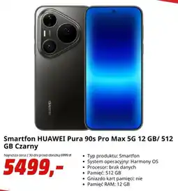 Media Markt Smartfon Huawei Pura 90s Pro Max 5 g 12 GB/ 512 Gb czarny oferta