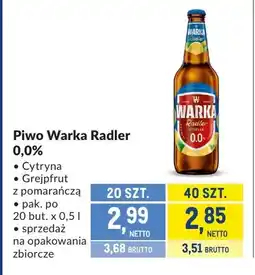 Makro Piwo bezalkoholowe Warka Radler Grejpfrut z pomarańczą oferta