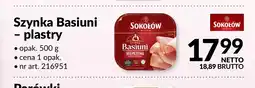 Makro Szynka Basiuni w plastrach Sokołów oferta