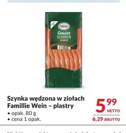 Makro Szynka wędzona w ziołach w plastrach Famillie Wein oferta