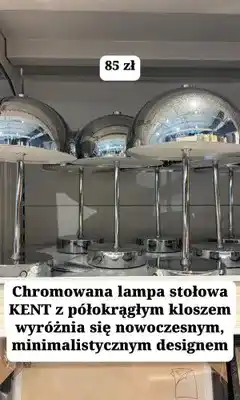 JYSK Lampa stołowa chromowana Kent oferta