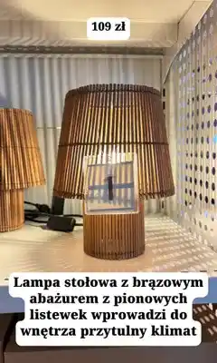 JYSK Lampa stołowa z brązowym abażurem z pionowych listewek oferta