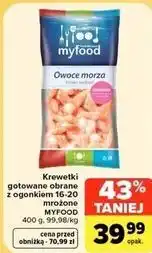 Carrefour Market Krewetki gotowane obrane z ogonkiem 16-20 mrożone Myfood oferta