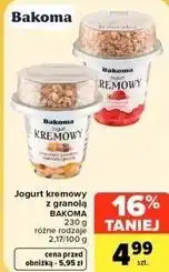 Carrefour Market Jogurt kremowy z granolą BAKOMA 230 g różne rodzaje oferta