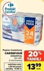 Carrefour Market Papier toaletowy CARREFOUR ESSENTIAL 24 rolki, 2-warstwowy oferta