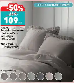Biedronka Pościel bawełniana z falbaną Pure Collection Detexpol 160 x 200 cm oferta