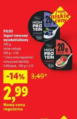 Lidl Jogurt owocowy wysokobiałkowy Pilos High Protein borówka oferta