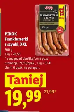 Lidl Frankfurterki z szynki Pikok XXL oferta