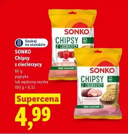 Lidl Chipsy z ciecierzycy Sonko wędzona szynka oferta