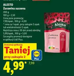 Lidl Żurawina suszona Alesto oferta