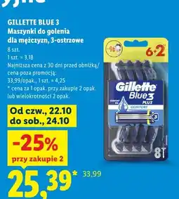 Lidl Maszynki do golenia dla mężczyzn 3-ostrzowe Gillette Blue 3 Plus Comfort 8-pak oferta