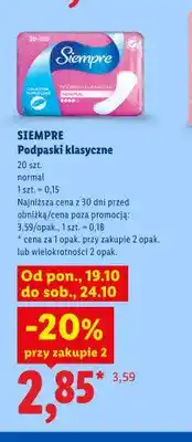 Lidl Podpaski klasyczne Siempre Normal oferta