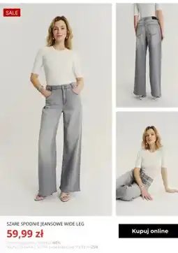 Greenpoint Szare spodnie jeansowe wide leg Greenpoint oferta