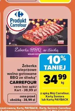 Carrefour Żeberka wieprzowe wolno gotowane BBQ ze śliwką Carrefour oferta