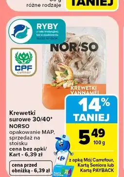 Carrefour Krewetki surowe vannamei NORSO oferta