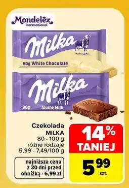 Carrefour Czekolada Milka White Chocolate oferta