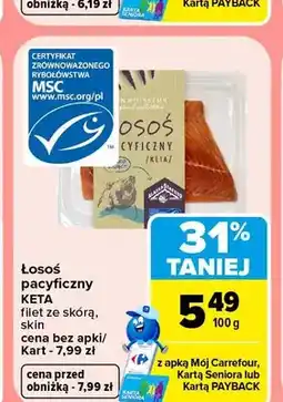 Carrefour Łosoś pacyficzny Keta filet ze skórą oferta