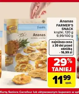 Carrefour Ananas krążki Farmer's Snack oferta