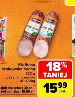 Carrefour Kiełbasa krakowska sucha z szynki Tarczyński oferta