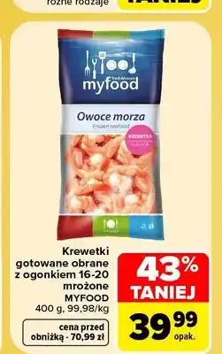 Carrefour Krewetki gotowane obrane z ogonkiem 16-20 mrożone myFood oferta