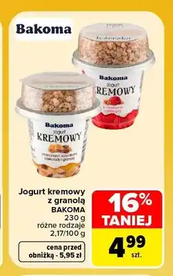 Carrefour Jogurt kremowy z bananami, kawałkami czekolady i granolą Bakoma oferta