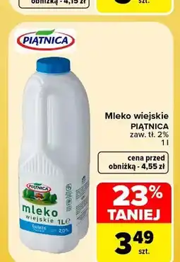 Carrefour Mleko wiejskie Piątnica 2% oferta