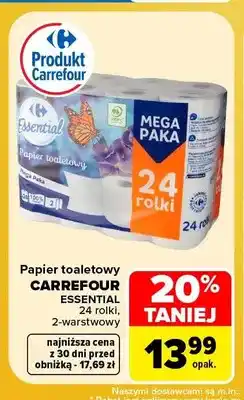 Carrefour Papier toaletowy 2-warstwowy Carrefour Essential 24-pak oferta