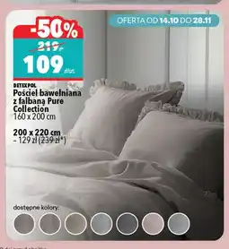 Biedronka Pościel bawełniana z falbaną Pure Collection 200x220 cm Detexpol oferta