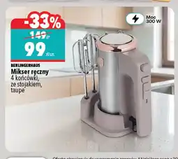 Biedronka Mikser ręczny 4 końcówki ze stojakiem taupe BerlingerHaus oferta