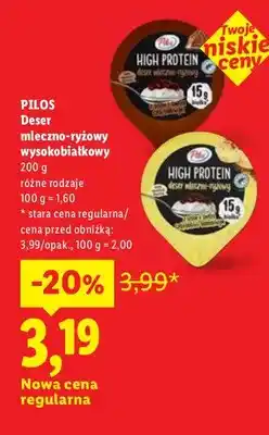 Lidl Deser mleczno-ryżowy wysokobiałkowy Pilos oferta