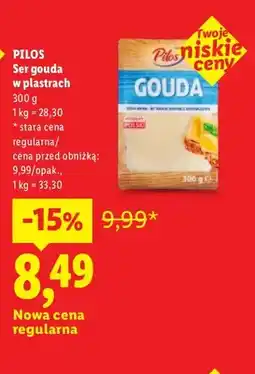 Lidl Ser gouda w plastrach Pilos oferta