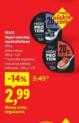 Lidl Jogurt owocowy wysokobiałkowy Pilos oferta