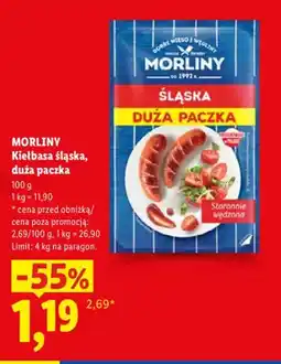 Lidl Kiełbasa śląska duża paczka Morliny oferta