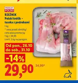 Lidl Polski królik tuszka z podrobami Rzeźnik oferta