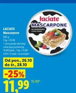 Lidl Ser mascarpone Łaciate oferta