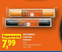 Lidl Ciasto filo kolorowe czarne Halloween oferta
