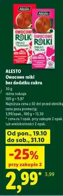 Lidl Owocowe rolki bez dodatku cukru jabłko-truskawka Alesto oferta