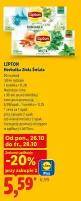 Lidl Herbatka Zioła Świata Lipton oferta