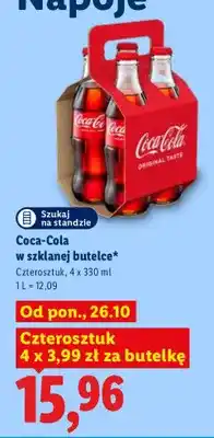 Lidl Napój gazowany Coca-Cola w szklanej butelce 4-pak oferta