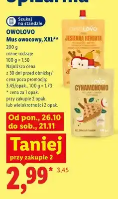 Lidl Mus owocowy XXL Jesienna herbata Owolovo oferta
