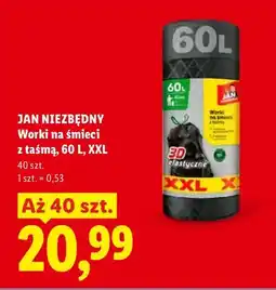 Lidl Worki na śmieci z taśmą 60 l XXL Jan Niezbędny oferta