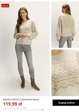Greenpoint Beżowy sweter z dodatkiem wełny Greenpoint oferta