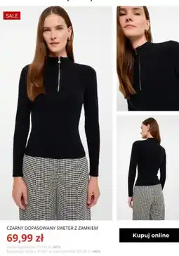 Greenpoint Czarny dopasowany sweter z zamkiem Greenpoint oferta
